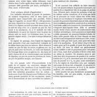 0093 - Page 92 - Partie scientifique. Travaux originaux. La clinique infantile au goût du jour. Les pommes crues et les diarrhées infantiles, d’après les travaux de MM. H. Eliaset M. Schachter ainsi que ceux du Dr H. Mignot. Des pommes crues en purée, et c’est tout pendant deux ou trois jours ; un peu de thé ou d’eau, s’il est nécessaire / Les indications des pommes crues