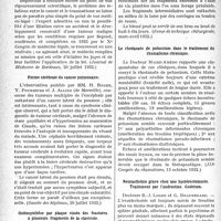 0095 - Page 94 - Partie scientifique. L’actualité scientifique. La presse. Cancer et traumatisme [(Journal de Médecine de Bordeaux, 20 juillet 1932)] / Forme cérébrale du cancer pulmonaire [(Gazette des hôpitaux, 20 juillet 1932)] / Ostéosynthèse par plaque vissée des fractures à plusieurs fragments de la clavicule [(Revue de technique chirurgicale, mars-avril 1932)] / Le rhodanate de potassium dans le traitement du rhumatisme chronique [(IIIe Congrès du rhumatisme, 15 octobre 1932)] / Neurasthénie grave chez une hystérectomisée. Traitement par l’androstine. Guérison [(Le Progrès Médical, n° 49, 28 novembre 1931)]