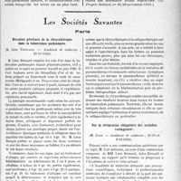 0096 - Page 95 - Partie scientifique. L’actualité scientifique. La presse. Neurasthénie grave chez une hystérectomisée. Traitement par l’androstine. Guérison [(Le Progrès Médical, n° 49, 28 novembre 1931)] / Les Sociétés Savantes. Paris. Résultats généraux de la chrysothérapie dans la tuberculose pulmonaire, (Académie de médecine ; 29-11-1932) / Sur la déclaration obligatoire des maladies contagieuses, (Académie de médecine ; 25-10 et 6-12-1932)