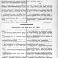 0104 - Page 103 - Partie professionnelle, Hygiène, Assistance, Mutualité, Intérêts corporatifs, Variétés. Travaux originaux. L’Actualité Professionnelle. Éléments de déontologie. Nouvelle lettre à un jeune médecin. Droits et devoirs du remplaçant. — Supplantation incorrecte. — Débuts en clientèle [G. Duchesne] / Déclaration des embryons et fœtus [Dr Paul Boudin]