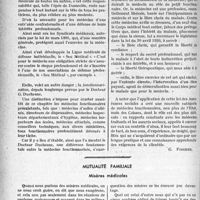 0107 - Page 106 - Partie professionnelle, Hygiène, Assistance, Mutualité, Intérêts corporatifs, Variétés. Travaux originaux. L’Actualité Professionnelle. Grandeur et servitude de la profession médicale [G. Fischer] / Mutualité familiale. Misères médicales [A. Gassot]