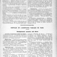 0116 - Page 115 - Partie professionnelle, Hygiène, Assistance, Mutualité, Intérêts corporatifs, Variétés. Faculté de médecine de Paris. Enseignement et actes de la Faculté / Hôpitaux de l’assistance publique de Paris. Enseignement, concours, avis divers