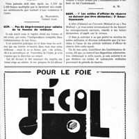 0128 - Page LVII-127 - Correspondance. Fiscalité. Calcul de la patente / Pas de dégrèvement pour salaire de la femme du médecin / 1° Les soldes d’officier de réserve ne doivent pas être déclarées ; 2° Amortissements