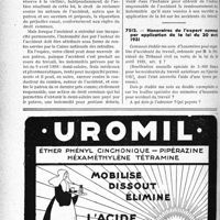 0189 - Page 188-LVIII - Correspondance. Accidents du travail. Accident du travail causé par un tiers / Honoraires de l’expert nommé par application de la loi du 30 avril 1931
