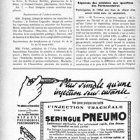 0205 - Page 204-X - A travers l’officiel. Soins aux pensionnés de guerre / Réponses des ministres aux questions des Parlementaires. Participation de l’État aux frais de séjour d’un assuré social dans un sanatorium