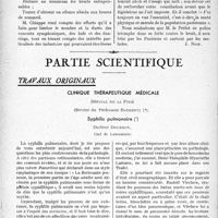 0211 - Page 210 - Propos du jour. La lutte contre le bruit à Paris [J. Noir] / Partie scientifique. Travaux originaux. Clinique thérapeutique médicale, Hôpital de la Pitié, (Service du Professeur Rathéry). Syphilis pulmonaire, Docteur Doubrow