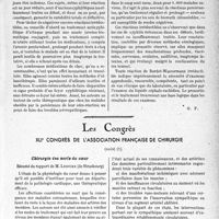 0230 - Page 229 - Partie scientifique. L’actualité scientifique. Les Sociétés Savantes. Strasbourg. L’irréductibilité de la réaction de Wassermann, (Réunion dermat. de Strasbourg ; 8-5-1932) / Sur quelques cas de réactions de Bordet-Wassermann du sang persistantes, (Réunion dermatologique de Strasbourg ; 8-5-1932) / Les Congrès. XLIe congrès de l'association française de chirurgie, (suite). Chirurgie des nerfs du cœur, résumé du rapport de M. Leriche