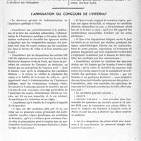 0246 - Page 245 - Partie professionnelle, Hygiène, Assistance, Mutualité, Intérêts corporatifs, Variétés. Travaux originaux. Chronique. Syndicat des chirurgiens français, Assemblée générale, du 5 octobre1932. Certificat de chirurgie / L’annulation du concours de l’internat