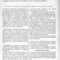 0284 - Page 283 - Partie scientifique. Travaux originaux. La clinique au goût du jour. Ceux qui saignent facilement. Hémogéniques ou hémophiliques : pour les déceler, pour les traiter. Un cas particulier : les hémorragies de la fièvre typhoïde, d’après les travaux du Docteur P. Emile Weil, du Docteur Jeannin du Docteur Thibault et ceux du Docteur A. Raybaud. L’épreuve du temps de coagulation, celle du temps de saignement, le signe du lacet, seront recherchés à l’occasion de toute hémorragie facile ou prolongée / Les soins et précautions, que réclame en général cette dyscrasie sanguine