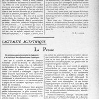 0288 - Page 287 - Partie scientifique. Travaux originaux. Quelques livres. Mes Médecins, Sacha Guitry / L'actualité scientifique. La Presse. De quelques acquisitions dans le diagnostic et le traitement des rhumatismes chroniques [(Bulletin de L'Association amicale des anciens médecins des Corps combattants, mai 1932)]