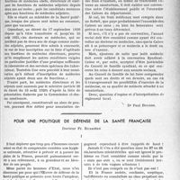 0300 - Page 299 - Partie professionnelle, Hygiène, Assistance, Mutualité, Intérêts corporatifs, Variétés. Travaux originaux. Chronique. Le médecin d'un sanatorium public peut-il faire de la clientèle? [Dr Paul Boudin] / Pour une politique de défense de la santé française, docteur Fr Bussière
