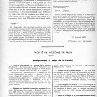 0311 - Page 310 - Partie professionnelle, Hygiène, Assistance, Mutualité, Intérêts corporatifs, Variétés. Faculté de médecine de Paris. Enseignement et actes de la Faculté