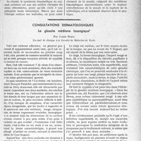 0342 - Page 341 - Partie scientifique. Travaux originaux. L'arrachement de la zonule de Zinn, par MM. le Professeur Henri Frenkel et le Docteur Ch. Dejean. Considérations pathogéniques / Consultations dermatologiques. La glossite médiane losangique, par Louis Bory