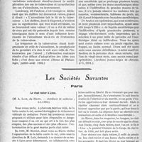 0351 - Page 350 - Partie scientifique. L’actualité scientifique. La Presse. La fréquence de la tuberculose est indépendante de celle de l’alcoolisme [(Revue de Phtisiologie, juillet-août 1932)] / Sur quelques interventions chirurgicales. [(Archives franco-belges de chirurgie, n° 1, 1931)] / Les Sociétés Savantes. Paris. Le chat ratier à Lyon, (Académie de médecine ; 3-1-1933)