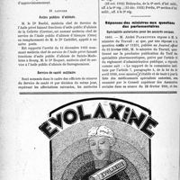 0403 - Page 402-XII - A travers l’officiel. Ministère de la guerre / Asiles publics d’aliénés / Service de santé militaire / Réponses des ministres aux questions des parlementaires. Spécialités autorisées pour les assurés sociaux