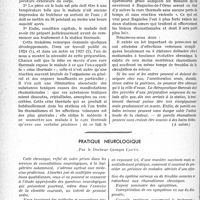 0421 - Page 420 - Partie scientifique. Travaux originaux. La clinique au goût du jour. Phlébopathies et troubles rhumatismaux associés. Leur traitement thermal est-il possible ?, par MM. les Docteurs Hugel, Armand Delmas, Saintorens / Pratique neurologique, par le Docteur Georges Cauvy. Tabès ou polynévrite éthylique ? Nécessité de la ponction lombaire