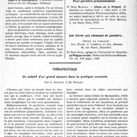 0434 - Page 433 - Partie scientifique. L’actualité scientifique. Les Livres. Hygiène mentale, par Docteur M. Potet, Librairie Le François, Paris, 6e, 1932 / Les sels d’or en dermatologie et en syphiligraphie, par F. Lebeufet H. Mollard, Masson et Cie éditeurs, Paris. / Pour paraître prochainement… / Les livres qui viennent de paraître… / Thérapeutique. Un sédatif d'un grand secours dans la pratique courante, par le Docteur J. -M. Poulin