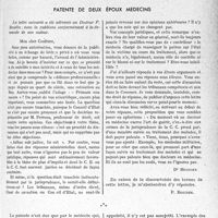 0442 - Page 441 - Partie professionnelle, Hygiène, Assistance, Mutualité, Intérêts corporatifs, Variétés. Travaux originaux. Assurances sociales. Malades pendant plus de six mois [Dr Paul Boudin] / Patente de deux époux médecins