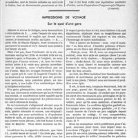 0448 - Page 447 - Partie professionnelle, Hygiène, Assistance, Mutualité, Intérêts corporatifs, Variétés. Travaux originaux. Chronique fiscale. Pour une politique de défense de la santé française, Docteur Fr. Bussière, (suite). l’hygiène science politique d’importance capitale. Découvrons quelques points de ses horizons / Impressions de voyage. Sur le quai d’une gare [G. Lavalée]