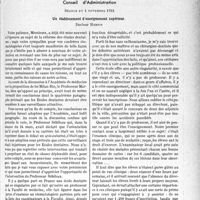 0452 - Page 451 - Partie professionnelle, Hygiène, Assistance, Mutualité, Intérêts corporatifs, Variétés. Comptes rendus, documents, pièces officielles…. Fédération corporative des médecins de la région Parisienne. Conseil d'Administration, séance du 4 novembre 1932. Un établissement d’enseignement supérieur