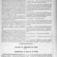 0454 - Page 453 - Partie professionnelle, Hygiène, Assistance, Mutualité, Intérêts corporatifs, Variétés. Comptes rendus, documents, pièces officielles…. Fédération corporative des médecins de la région Parisienne. Conseil d'Administration, séance du 4 novembre 1932. Un établissement d’enseignement supérieur / Faculté de médecine de Paris. Enseignement et actes de la Faculté