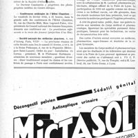 0475 - Page 474-VIII - Dernières nouvelles. 25e anniversaire de la Société de pathologie exotique / Syndical professionnel de la Presse scientifique / Conférences médicales de l’Hôtel Chambon / Société amicale des médecins alsaciens / Section d’art médical et d’hygiène de la Foire de Lyon (9 au 19 mars 1933)
