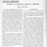 0486 - Page 485 - Partie scientifique. Travaux originaux. Traitement des rhumatismes chroniques tuberculeux, par R. -J. Weissenbach. Les Médications. Hygiène générale et alimentation