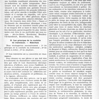 0490 - Page 489 - Partie scientifique. Travaux originaux. Traitement des rhumatismes chroniques tuberculeux, par R. -J. Weissenbach. Les Médications. Crénothérapie / Les principes de la conduite du traitement. — Résultats. Les principes de la conduite du traitement