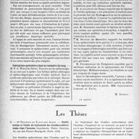 0511 - Page 510 - Partie scientifique. L’actualité scientifique. Les Congrès. XLIe Congrès de l’association française de chirurgie, (Suite). Traitement chirurgical des maladies du sang / Les Thèses. Contribution à l’étude du traitement des troubles endocriniens chez l’homme, par Dr Pillière de Tanouarn Alain, Imprimerie Pierre Gourjon, Paris, 1932