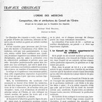 0578 - Page 577 - Partie professionnelle, Hygiène, Assistance, Mutualité, Intérêts corporatifs, Variétés. Travaux originaux. L'ordre des médecins. Composition, rôle et attributions du Conseil de l’Ordre, Docteur Paul Boudin