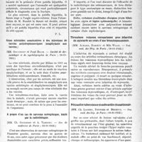 0632 - Page 631 - Partie scientifique. L’actualité scientifique. Les Sociétés Savantes. Paris. Patella tripartita, (Société de chirurgie ; 16-11-1932) / Crises nitritoïdes consécutives à des injections de vaccins antistreptococciques (anaphylaxie aux vaccins), (Société de dermatologie et de syphiligraphie de Paris ; 40-11-1932) / A propos d’un cas de sarcome ostéogénique, traité par la radiothérapie, (Soc. de médecine de Paris ; 12-11-1932) / Thrombose veineuse coronarienne avec infarctus du myocarde au cours d’une bronchopneumonie, (Soc. méd. des Hôp. de Paris 18-11-1932) / Péricardite tuberculeuse et endocardite rhumatismale, (Soc. méd. des hop-, de Paris 18-11-4932)