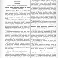 0633 - Page 632 - Partie scientifique. L’actualité scientifique. Les Sociétés Savantes. Paris. Péricardite tuberculeuse et endocardite rhumatismale, (Soc. méd. des hop-, de Paris 18-11-4932) / Toulouse. Société de médecine, chirurgie et pharmacie. Syndrome phréno-récurrentiel spontané au cours d’un cancer du poumon / Estomac et duodénum intra-thoraciques / Tuberculose du coccyx / Syndrome pallidal parkinsonien consécutif à une intoxication oxy-carbonée / Calculs du rein
