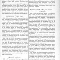 0634 - Page 633 - Partie scientifique. L’actualité scientifique. Les Sociétés Savantes. Toulouse. Société de médecine, chirurgie et pharmacie. Calculs du rein / Ostéodystrophie d’origine rénale / Appendicite vermineuse / Erysipèle mortel de la face avec infarctus du myocarde