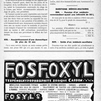 0664 - Page LXI-663 - Correspondance. Assurances sociales. Droit aux prestations en cas de nouvelle maladie et à l’assurance-invalidité / Assujettissement d’une domestique de plus de 13 ans / Questions médico-militaires. Pension d’un médecin-commandant ayant une infirmité de 20% / Solde d’un médecin auxiliaire