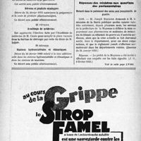 0757 - Page 756-XIV - A travers l’officiel. Accidents du travail / Enseignement de la médecine / Sérums et produits analogues / Académie de médecine / Stations hydrominérales et climatiques / Assurances sociales / Réponses des ministres aux questions des parlementaires. Retard dans le paiement des soins aux pensionnés de guerre