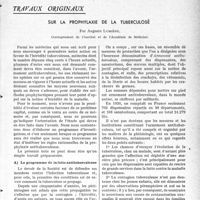 0760 - Page 759 - Partie scientifique. Travaux originaux. Sur la prophylaxie de la tuberculose, par Auguste Lumière. Le programme de la lutte antituberculeuse