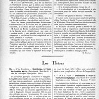 0785 - Page 784 - Partie scientifique. L’actualité scientifique. Les Congrès. XLIe congrès de l'association française de chirurgie, (Suite et fin). Traitement chirurgical des arthrites chroniques non tuberculeuses de la hanche / Les Thèses. Contribution à l’étude des typhlites aiguës, par Dr A. Molinier (Imprimerie Mari-Lavit, Montpellier, 1932, ) / Contribution à l’étude du cholépéritoine hydatique, par Dr A. Candon (Imprimerie de l’«Abeille Cauchoise », Yvetot)