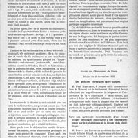 0848 - Page 847 - Partie scientifique. L’actualité scientifique. Les Sociétés Savantes. Paris. Néphrite mercurielle grave à évolution prolongée avec troubles résiduels. Remarques sur la rechloruration, (Soc. méd. des Hôp. de Paris ; 2-12-1932) / Un cas de gastro-entéropathie méconnue, (Soc. méd. des hôp. de Paris ; 2-12-1932) / Société des Chirurgiens de Paris. Séance du 18 novembre 1932