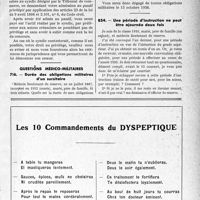 0888 - Page LXXIII-887 - Correspondance. Accidents du travail. Privilège du médecin en cas de faillite du patron / Questions médico-militaires. Durée des obligations militaires d’un sursitaire / Une période d’instruction ne peut être aJournal deux fois