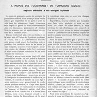 0902 - Page 901 - Propos du jour. A propos des « campagnes » du « concours médical ». Réponse définitive à des attaques répétées