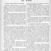 0917 - Page 916 - Partie scientifique. L’actualité scientifique. La Presse. L’allergie au blanc d’oeuf chez le nourrisson [(La Presse Médicale, 10 septembre 1932)] / Les complications méningées de la mélitococcie [(Paris Médical, 1er octobre 1932)]