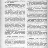 0949 - Page 948 - Partie professionnelle, Hygiène, Assistance, Mutualité, Intérêts corporatifs, Variétés. Reportage professionnel. Nouvelles et Informations, (Voir les Dernières Nouvelles en tête des Demi-Colonnes ). Nécrologie [Docteur Marcel Natier, Docteur Baseil] / Journaux d’étude biologique du cancer / Association internationale de prophylaxie de la cécité / Le rattachement au ministère de la Santé publique des services concernant la santé publique actuellement dispersés dans les autres ministères / Réunion annuelle des médecins électro-radiologistes de langue française / Chemins de fer P. -L. -M