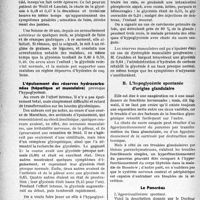 0981 - Page 980 - Partie scientifique. Travaux originaux. Les hypoglycémies spontanées en pratique médicale, par le Docteur G. Fischer. Les différentes variétés de l’hypoglycémie spontanée. L’hypoglycémie par troubles des échanges hydrocarbonés / L’hypoglycémie spontanée d’origine glandulaire
