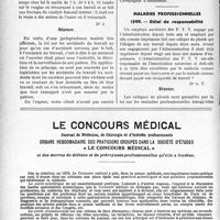 1015 - Page 1014-XL - Le concours médical. Accidents du travail. Accident survenu pendant le trajet de retour du travail / Maladies professionnelles. Délai de responsabilité