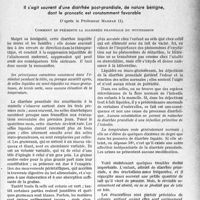 1116 - Page 1115 - Partie scientifique. Travaux originaux. La clinique infantile au gout du jour. Toute diarrhée verte du nouveau-né au sein n’est pas infectieuse. Il s’agit souvent d'une diarrhée poste-prandiale, de nature bénigne, dont le pronostic est constamment favorable, d’après le Professeur Marfan. Comment se présente la diarrhée prandiale du nourrisson