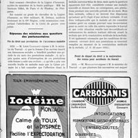 1168 - Page IX-1167 - A travers l’officiel. Légion d’honneur / Réponses des ministres aux questions des parlementaires. Fin du droit aux prestations de l’assurance-maladie / Point de départ du droit à la majoration des rentes pour accidents du travail