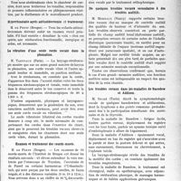 1200 - Page 1199 - Partie scientifique. L’actualité scientifique. Les Sociétés Savantes. Paris. Société française de phoniatrie, 18 octobre 1932. Amygdalectomie et chant / Hyperrhinolalie après adénoïdectomie et traitement / La vibration d’une seule corde vocale dans la phonation / Examen et traitement des sourds-muets / Voix infantile chez l’adulte ; son traitement orthophonique / De quelques troubles vocaux secondaires à des troubles auditifs / Les troubles vocaux dans les maladies de Basedow et Addison / Sur la voix naso-pharyngienne dans le chant arabe et la question de l’appui vocal
