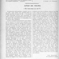 1213 - Page 1212 - Partie professionnelle, Hygiène, Assistance, Mutualité, Intérêts corporatifs, Variétés. Travaux originaux. La page sans médecine / Autour des théâtres. « Où irons-nous ce soir ? »