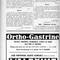 1221 - Page 1220-LVIII - Correspondance. Application du tarif des soins aux pensionnés de guerre. Le cumul n’est pas plus autorisé dans le Tarif des pensionnés de guerre que dans celui des accidents du travail / Fiscalité. Situation fiscale en cas de cessation de clientèle / Déductions diverses
