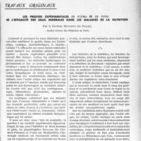 1244 - Page 1243 - Partie scientifique. Travaux originaux. Les preuves expérimentales in vitro et in vivo de l’efficacité des eaux minérales dans les maladies de la nutrition, par le Docteur Mougeot